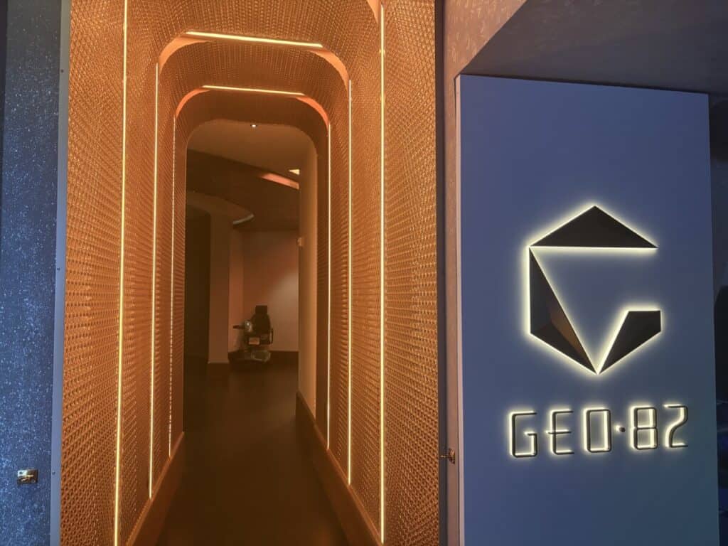 entrance to Geo-82 located at the exit of Spaceship Earth