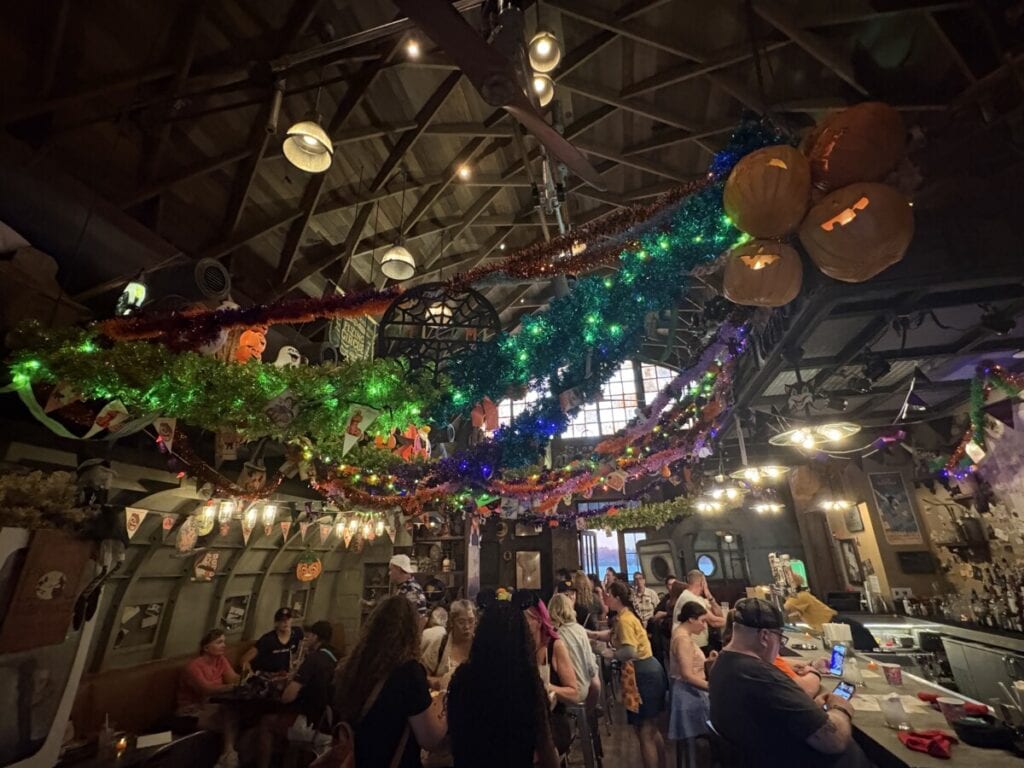 Inside decorations at Jock Lindsay's Halloween Hangar Bar