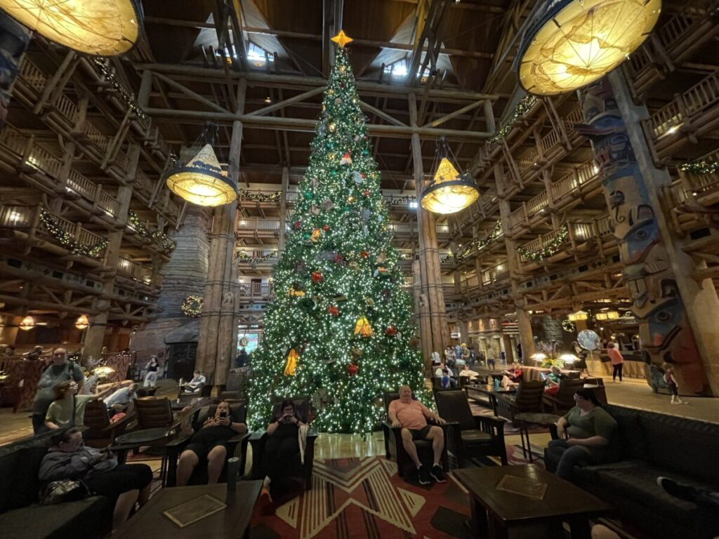 Wilderness Lodge Christmas Tree holiday hopping views