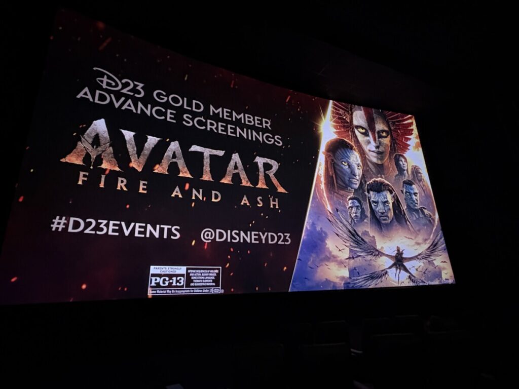 Avatar Fire and Ash Gold Member screening sign.