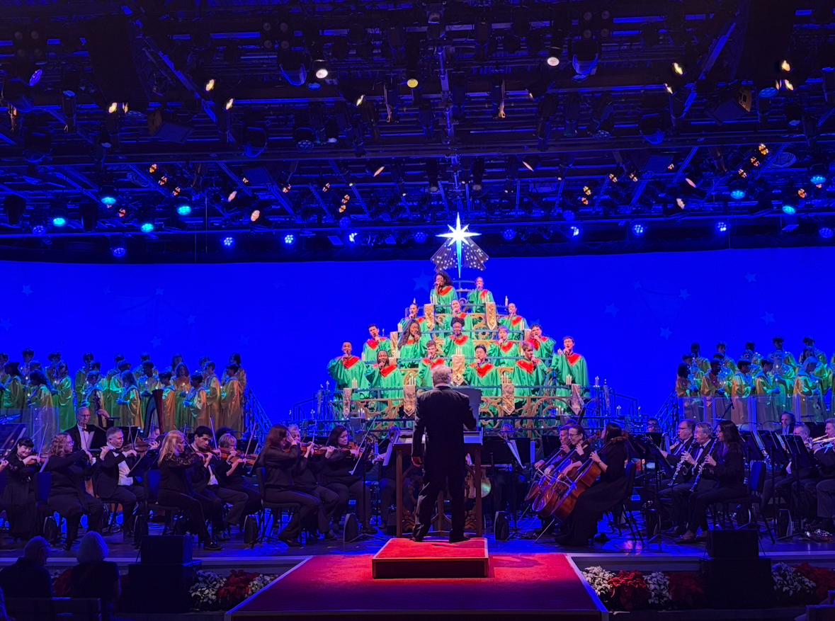 The conductor doing his thing at the Candlelight Processional