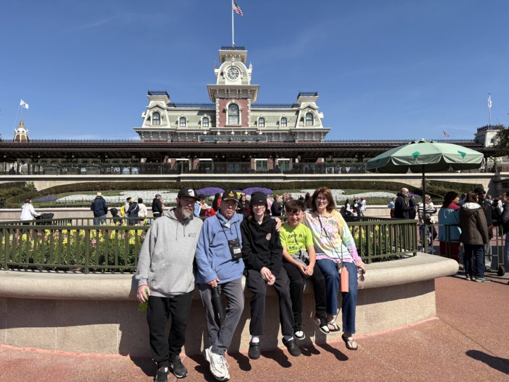 Ready to go into Magic Kingdom on Poppy's first trip to Disney