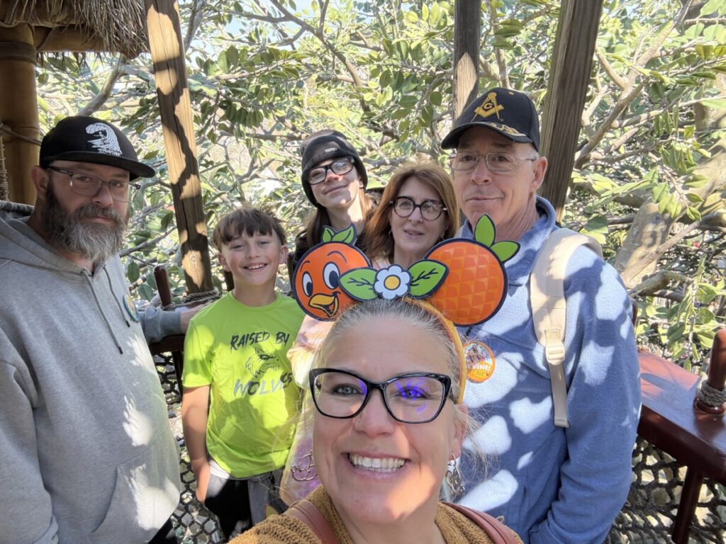 First trip to disney and the top of Swiss Family Robinson Treehouse