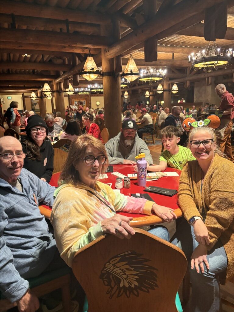 Family dinner at Whispering Canyon Cafe in the Wilderness Lodge
