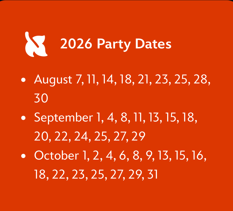 Dates for Mickey's Not So Scary Halloween Party as part of fall in Disney World