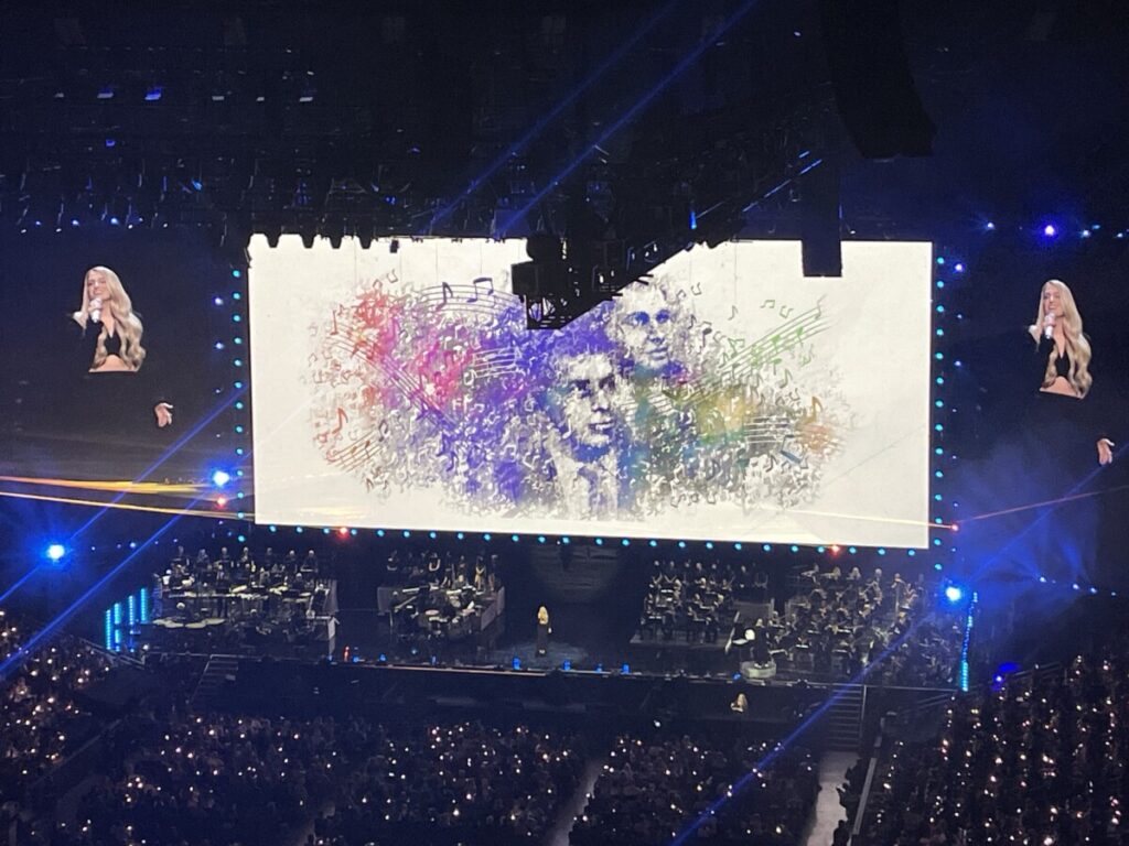 Honda Center Presentation 2024. Megan Trainer singing Feed the birds to honor the Sherman Brothers