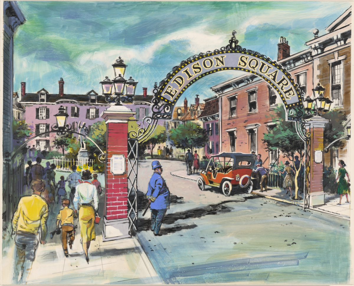 Original concept art for Edison Square in Disneyland
