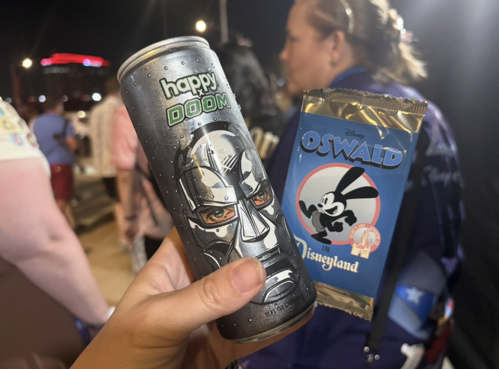 Dr Doom cold brew coffee and Oswald trading cards