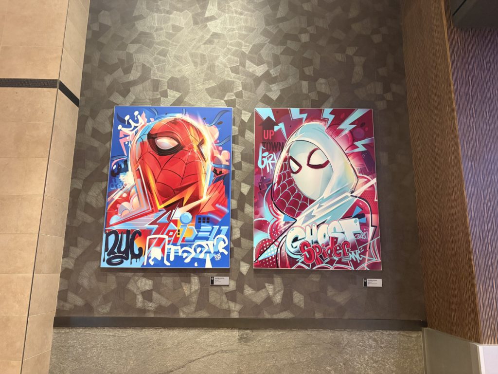 Marvel art work outside the gift shop