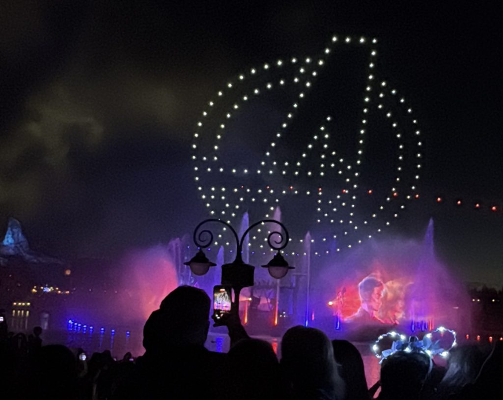 Avengers section of Disney Cascade of Lights in Disney Adventure World